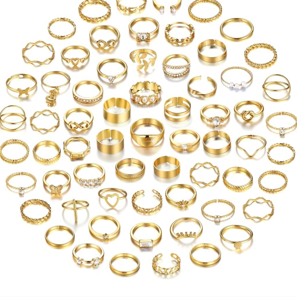 Gold Women's Ring Set - Elegant Stackable Fashion… - image 6